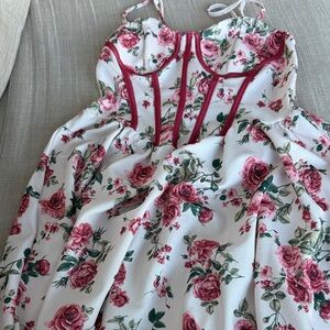 Floral Corset Dress with Pink Roses
